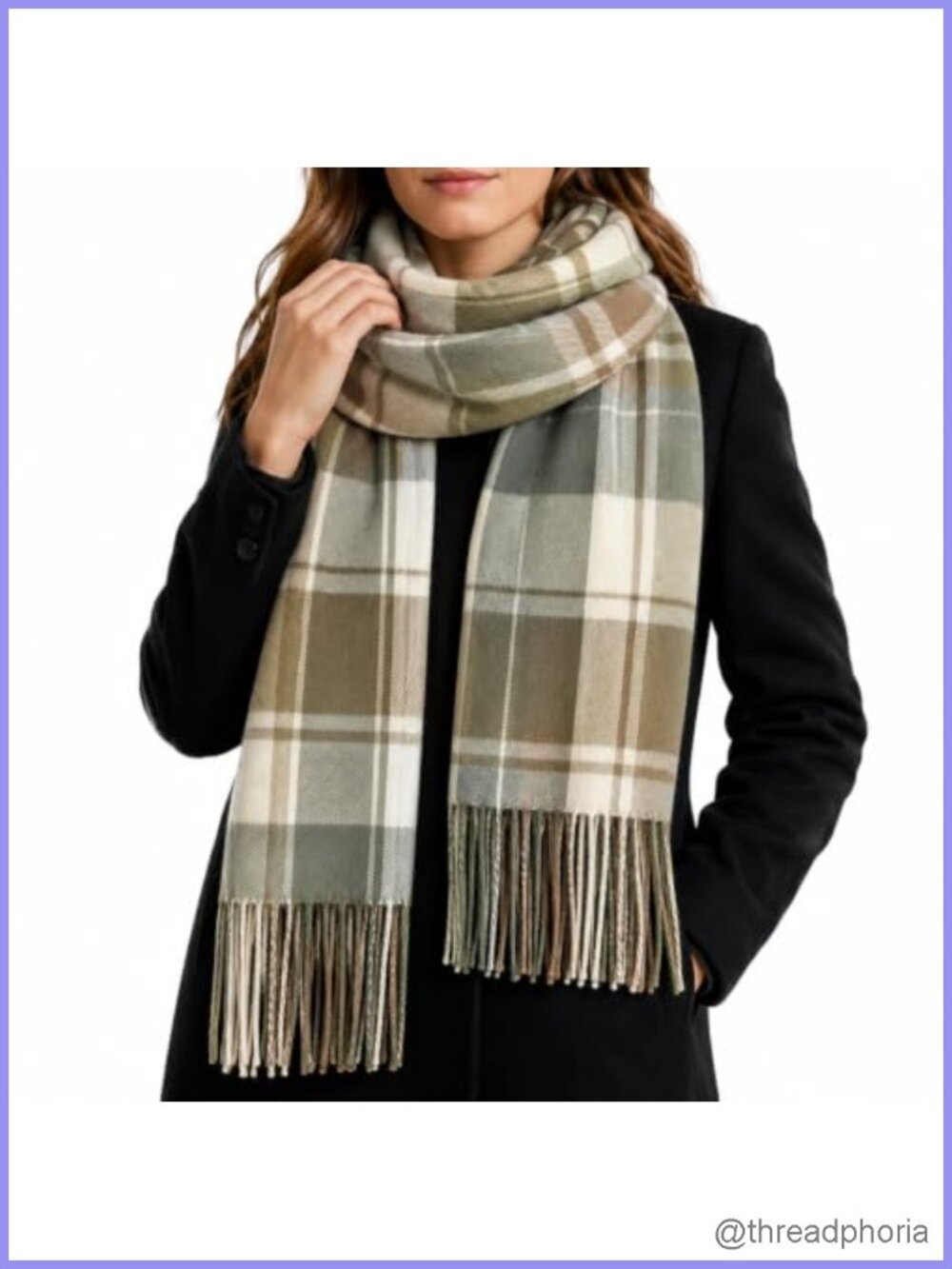 Winter Plaid Scarf Shawl Wrap Tassel Faux Cashmere